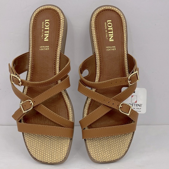 LOTTINI, VACCHETTA MULTI STRAP, BROWN LEATHER FLAT SANDALS, SIZE US 9.5 EU 41 - Picture 7 of 16